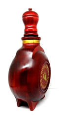 BULGARIAN Wooden Wine Bottle Decanter w/ Top & Stopper, 10-1/4&Prime; Tall