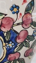 Vtg Rare Handpainted Italian Liqouri Bottle Olive Branches Spikes Signed W/Tag