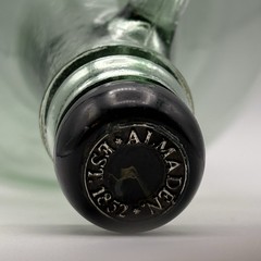 Vintage Almaden One Gallon Green Glass Wine Bottle Original Cork Handle 13”