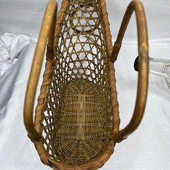 1966 London Winery Ltd Boat in Wicker Basket Wine Bottle W/ Original Cap 11.25&Prime;L