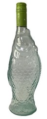 Vintage Glass Wine Fish Bottle Light Green 75CL 3 55mm App-12.5”Tall Empty