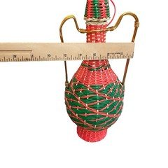 MCM Viresa Plastic Woven Wicker Wine Bottle Jug with Double Handle Empty
