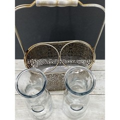 Vintage Half Liter Glass Decanter Carafes Wine/Milk Bottles Jugs In Carrier