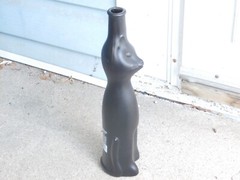 2017 Black Cat Riesling Glass Empty Wine Bottle GREAT Halloween Decoration!!!