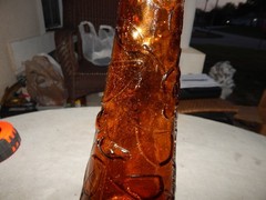 Vintage Brown? Glass Flower Genie Bottle Wine Bottle Decanter Italy Estate Find