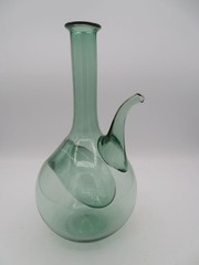 Vintage Hand-blown Green Wine Chiller Bottle Decanter with Ice Chamber
