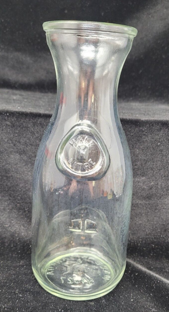 Half Litre Glass Bottle Made In Canada Milk Jar 54527 8” Tall Country Farm house