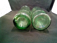 Two Amazingly Colored Aqua Wine Or Liquor Bottles With Pontil Marks Lot-6