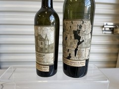 RARE Lot Of 2 Vintage 1919 Chateau Haut Brion Blob Top 12oz & 24oz Bottles Wine