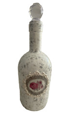 Hand painted wine bottle, unique bar decor & gifts, touch of France, Happiness.