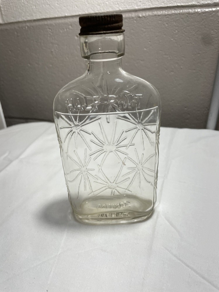 Antique Half Pint Wine Bottle 6.5 In. Starburst Design