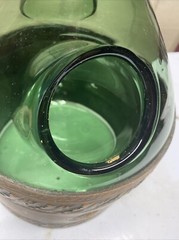 Vintage 1930’s Hand blown Leather Wrap Italian Green Glass Decanter Wine Bottle