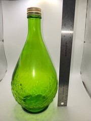Gallo Half Gallon Flavor -Guard Green Glass Bottle Embossed Grapes & Vines VTG