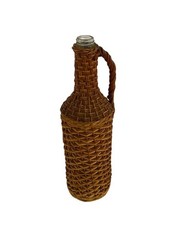 Vintage Woven Wicker Wine Bottle Glass Jug Rustic Handmade 1L Decor