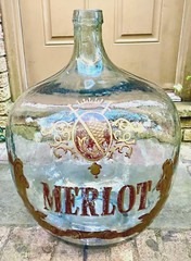 Exceptionally Large Vintage French Merlot Demijohn Wine Bottle!