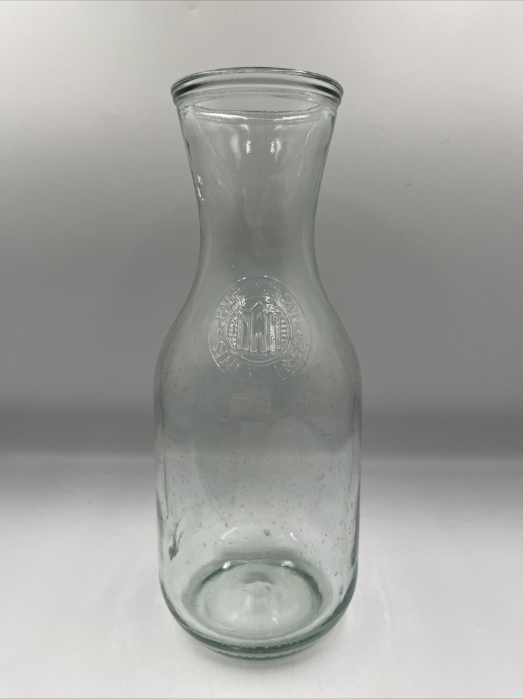 Clear Glass Wine Carafe 10&Prime; Vintage Paul Masson Since 1852, building on front