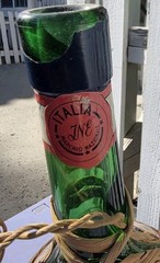 1974 Wrapped Bigi Empty Green Wine Bottle Pint Dry Italy