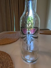LE VIN French Wine Glass Bottle Porcelain Stopper Vintage Art Nouveau