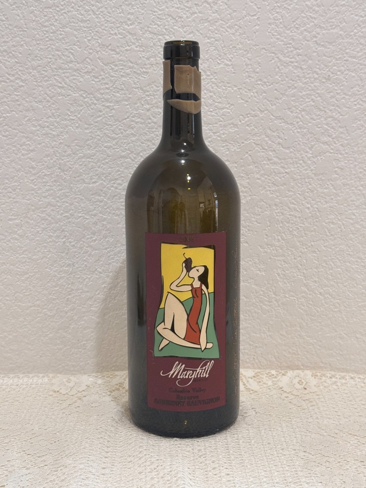 Large Maryhill Winery 2006 Cabernet Sauvignon Etched Bottle #64/125 Signed Glass