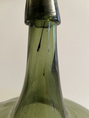 Vintage 20&Prime; Hand Blown Wine Bottle DemiJohn Antique Green Glass Rare