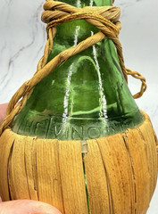 VTG Melini Chianti Classico 1968 Green Wine Bottle w/Wicker Basket 8 Fl Oz w/tag