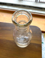 Vintage Milk Bottle 3 Cent Clear Glass Dairy Quart Bottle Cadmium Glow