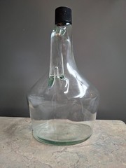 One half gallon clear glass bottle,large jar, Catawba Wine