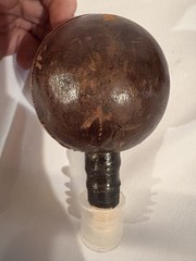 VTG Italian Leather Wrapped Decorative Wine Bottle w/ Wood Stopper RARE Italy