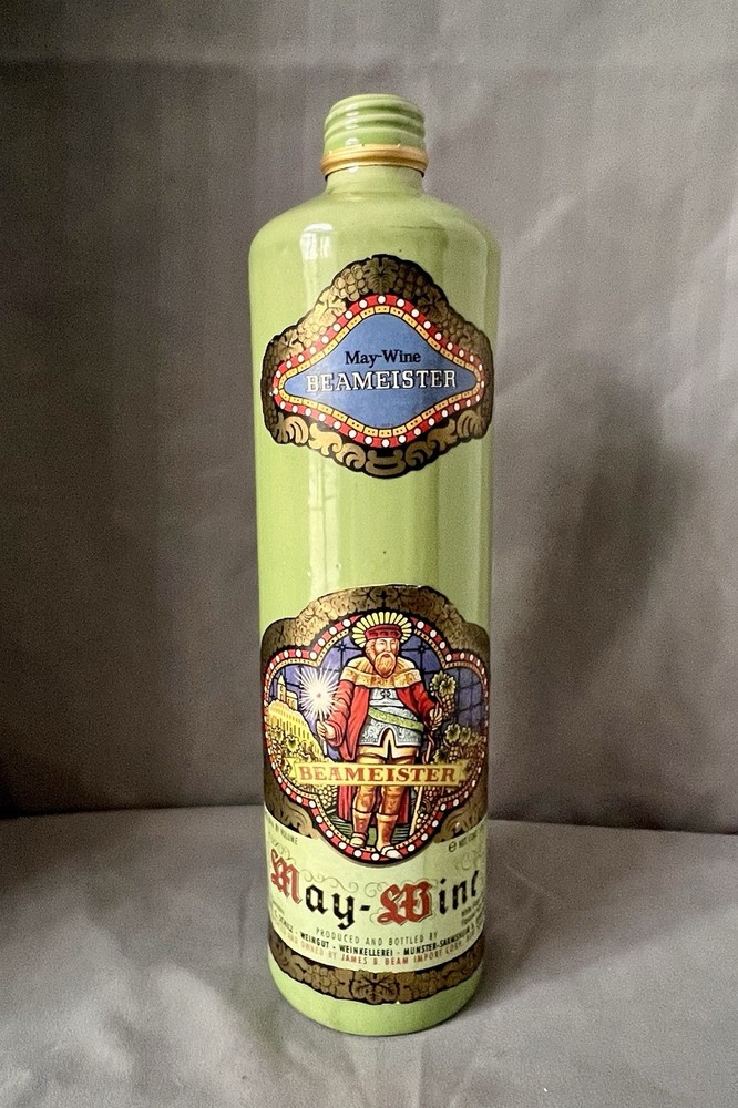 VTG Jim Beam Beameister Stoneware Wine Bottle May-Wine German Jade Green EMPTY