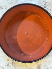 Vintage Italian Wine Bottle Coaster Cinnabar Red Metal Hand Painted/Wood Insert