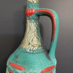 Vintage Medea Ceramic Turquoise Wine Bottle Decanter Jug Boho MCM Table Decor