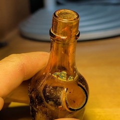 Vintage Labeled Amber Benedictine Sample Wine Bottle Bande New York Liquor