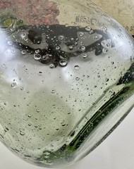 Vintage Pale Green Demijohn Wine Jug Bottle Hand Blown GALAXY of Encased Bubbles