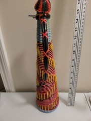 Vintage 50&rsquo;s 60&rsquo;s ? Bohemian Wine Decanter Plastic Wicker Wrapped Bottle SPAIN