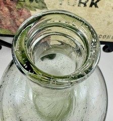 Vintage Pale Green Demijohn Wine Jug Bottle Hand Blown GALAXY of Encased Bubbles