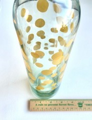 Vintage Mod Dot Yellow Polka Dot Blue Tinted Wine Bottle 750ml 12.5” MCM