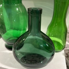 Vintage Green Glass Trio Lamont Vineyards 2/5 Pint Carafe Mid Century Bar Décor