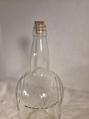 Vintage Clear Wine Bottle With Cap Embossed With Grapes and Vines Half gallon.