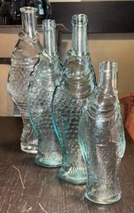 Vintage 1970’s Set Of 4 Pescevino Fish Shaped Wine Bottles From Italy
