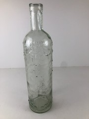 Vintage Pressed Glass Bottle Made in Spain Floral Motif