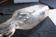 Vintage Garrett&rsquo;s American Wines embossed clear 1 quart wine bottle grapes