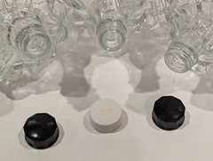 Lot/3 Vintage Grape Bunch Shaped Decanters Clear Glass Bottle Screw Cap 7 oz 6&Prime;L