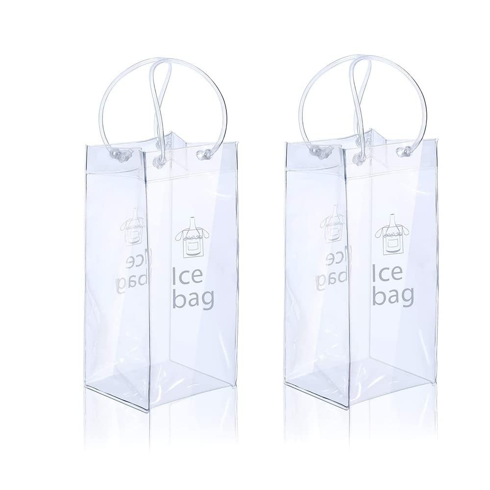 Ice Wine Bag Portable Collapsible Clear Wine Pouch Cooler with Handle for Party,