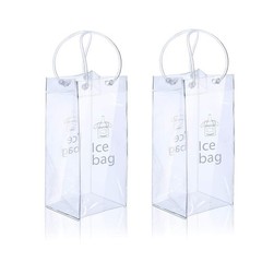 Ice Wine Bag Portable Collapsible Clear Wine Pouch Cooler with Handle for Party,