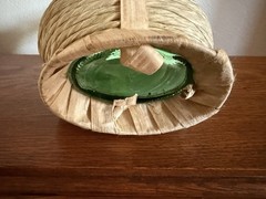 Vtg 1977 Bolla Valpolicella 1L Green Glass Wine Bottle Wicker/Raffia Wrapped