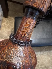 Spanish Matador Brown Leather Wrap Wine Bottle Jug Stopper Cork Catalan VTG