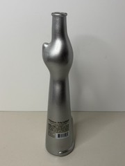 EMPTY Riesling Happy Cat Silver Collectible Glass Wine Bottle Vase Candle Holder