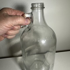 Vintage Rare Embossed Half Gallon Glass Wine Jug With Finger Hole
