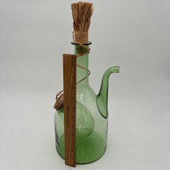 Vintage Wine Decanter Italian Demijohn Green Glass w/ Plugs and Ice Chamber