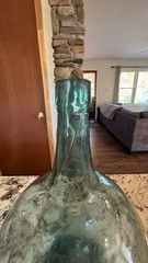 Vintage Hand-blown Aqua Glass Demijohn Carafe Wine Bottle/Bonbonne